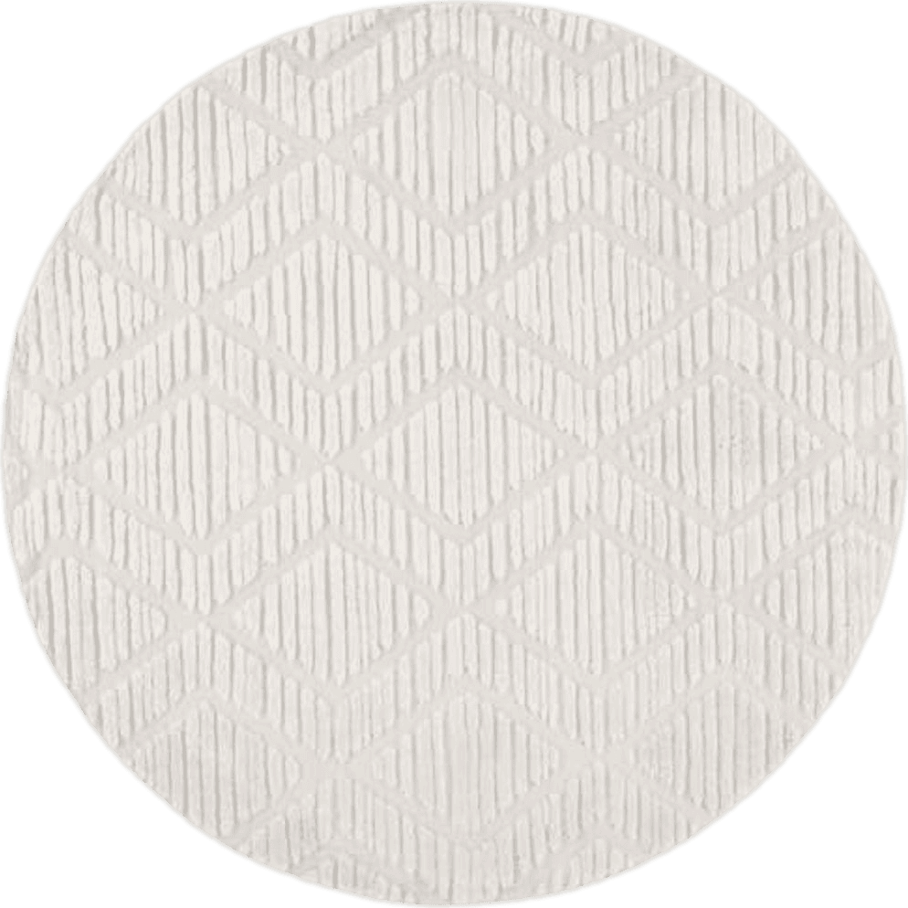 SAFAVIEH Urban Collection Round Rug - 6'7" Round, Ivory, Modern Design, Ideal for High Traffic Areas in Living Room, Bedroom & Dining Room (URB208A-7R)