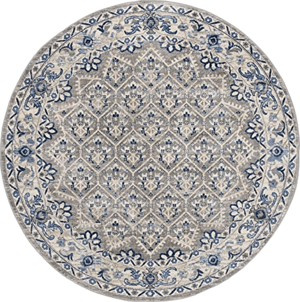 Round All Rounds/Square SAFAVIEH Brentwood Collection 10' Round Light Grey/Blue BNT869G Oriental Distressed Non-Shedding Area Rug