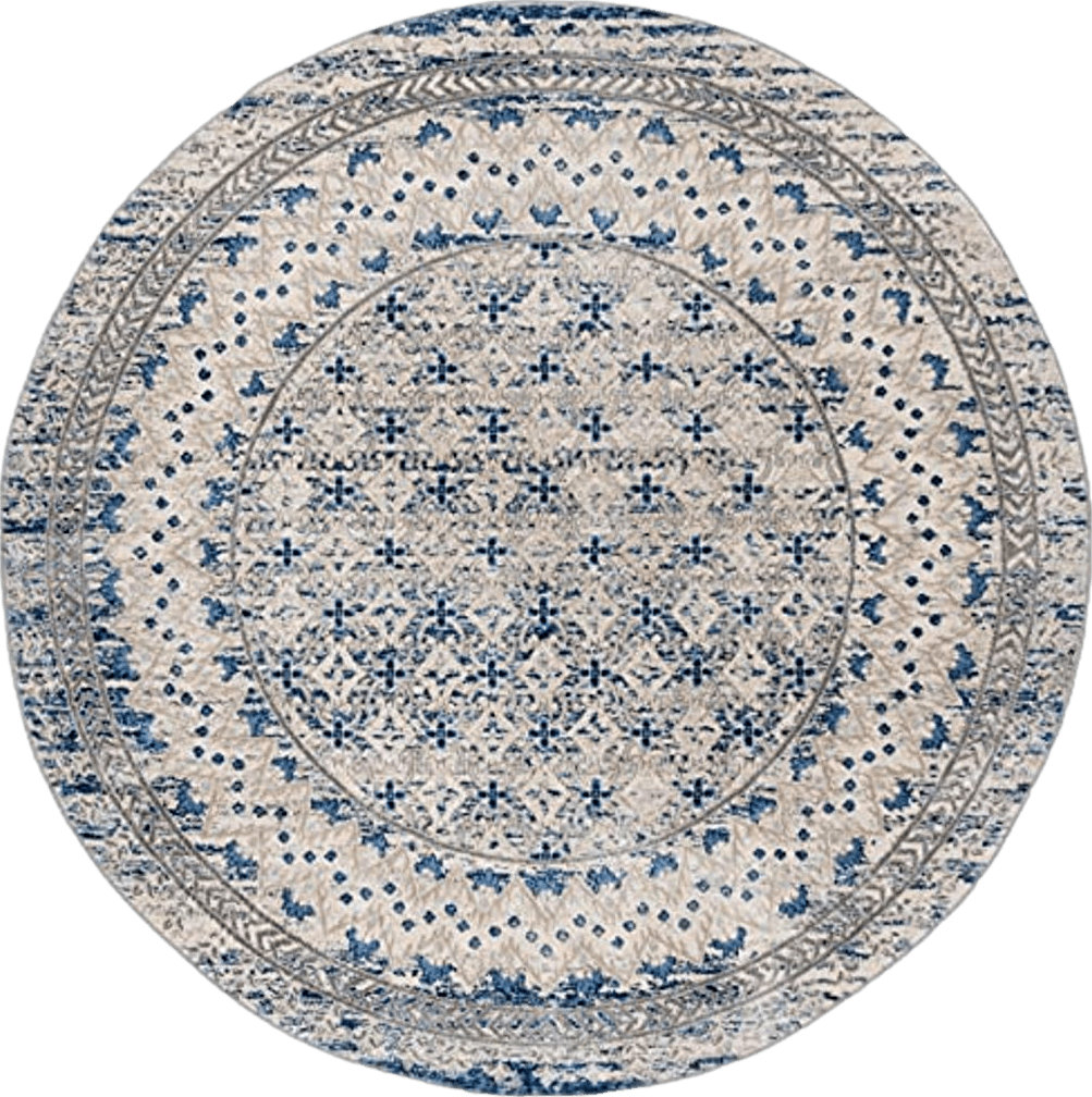 Round All Rounds/Square SAFAVIEH Brentwood Collection Area Rug - 9' Round, Light Grey & Blue, Traditional Oriental Distressed Design, Non-Shedding & Easy Care, Ideal for High Traffic Areas in Living Room, Bedroom (BNT899G)