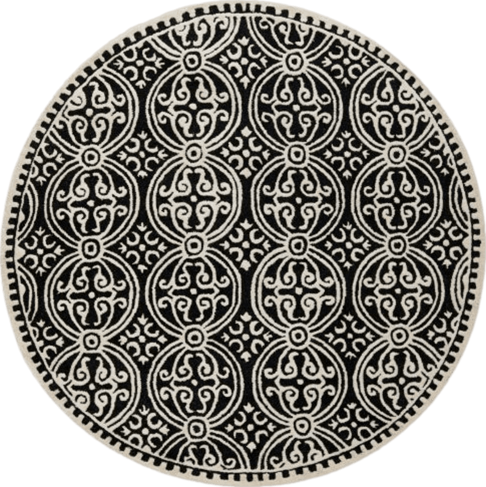 Round All Rounds/Square SAFAVIEH Cambridge Collection 10' Round Black/Ivory CAM123E Handmade Moroccan Premium Wool Area Rug