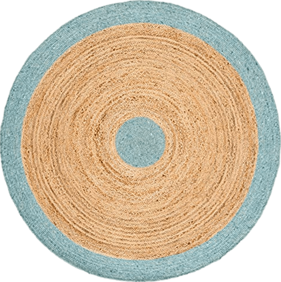 Round All Rounds/Square SAFAVIEH Braided Collection 6' Round Blue / Natural BRD910M Handmade Country Cottage Reversible Jute Area Rug