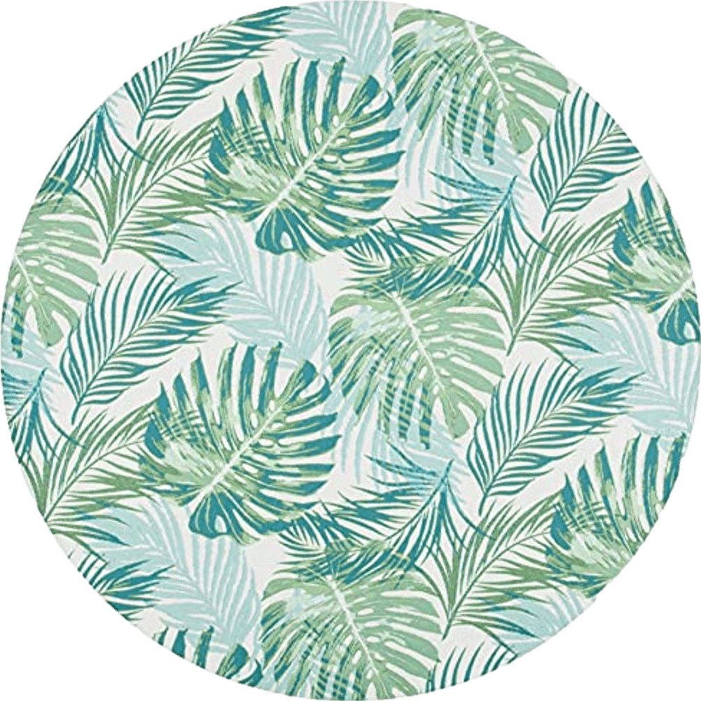 Round All Rounds/Square SAFAVIEH Barbados Collection 6'6" Round Green / Teal BAR592X Tropical Botanical Indoor/ Outdoor Non-Shedding Easy Cleaning Patio Backyard Porch Deck Mudroom Area Rug