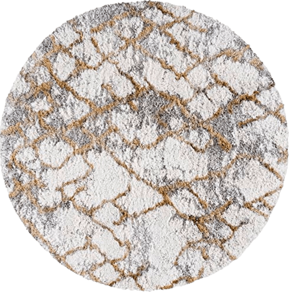 SAFAVIEH Horizon Shag Collection Area Rug - 8' Round, Ivory & Gold, Modern Abstract Design, Non-Shedding & Easy Care, 2-inch Thick Ideal for High Traffic Areas in Living Room, Bedroom (HZN894D)