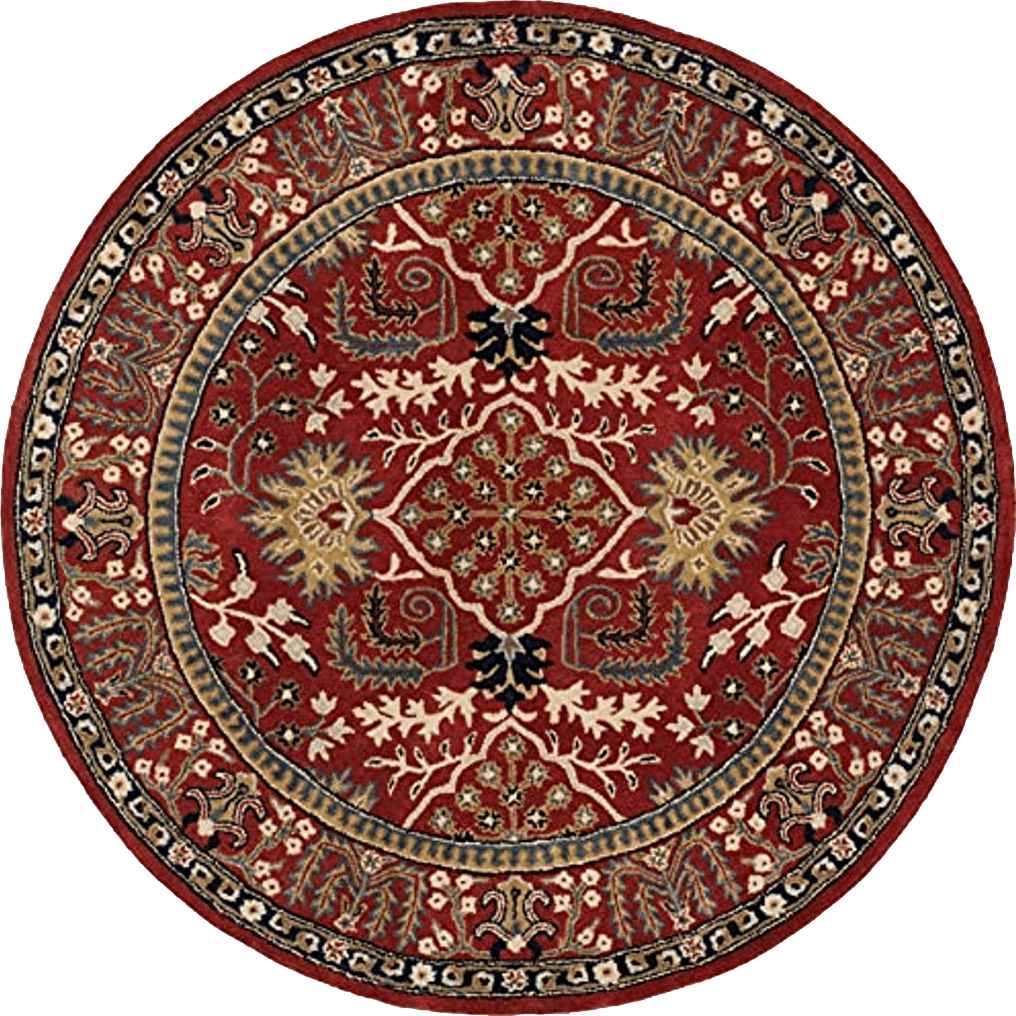 Round All Rounds/Square SAFAVIEH Antiquity Collection 6' Round Red / Multi AT64A Handmade Traditional Oriental Premium Wool Area Rug