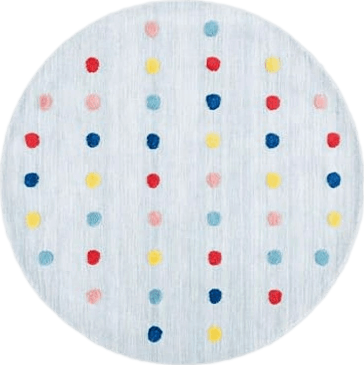 SAFAVIEH Kids Collection 5' Round Grey SFK803F Handmade Polka Dot Wool Area Rug