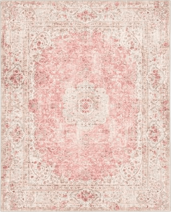 Castage 8x10 Area Rugs Washable,Pink Rug for Living Room Bedroom Dining Room,Large Boho Vintage Bohemian Distressed Carpet Non Slip,Blush