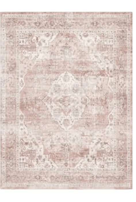 AMOAMI-Area Rug 9X12 Rugs for Living Room-Vintage Soft Pink Rugs for Bedroom-Non Slip Carpet-Washable Rug for Dining Room Living Room Bedroom Office Under Table