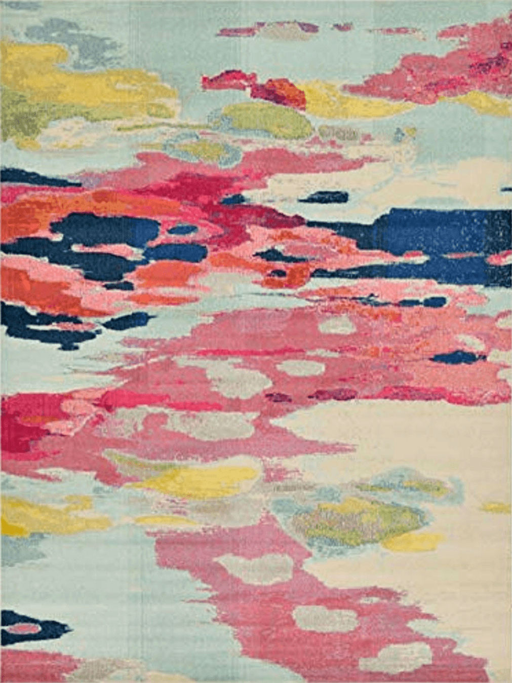 Unique Loom Estrella Collection Light Colors, Abstract, Modern, Vibrant Area Rug (9' 0 x 12' 0 Rectangular, Pink/Ivory)