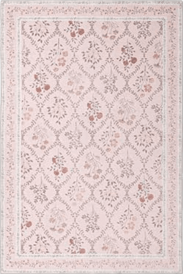 YIHOUSE Pink Floral Print Rugs, Moroccan Trellis 6x9 Washable Large Rug, Modern Pastel Non Slip Ultra-Thin Area Rug for Classroom,Playroom,Dorm,Bedroom,Kitchen,Living Room, Pink Multi