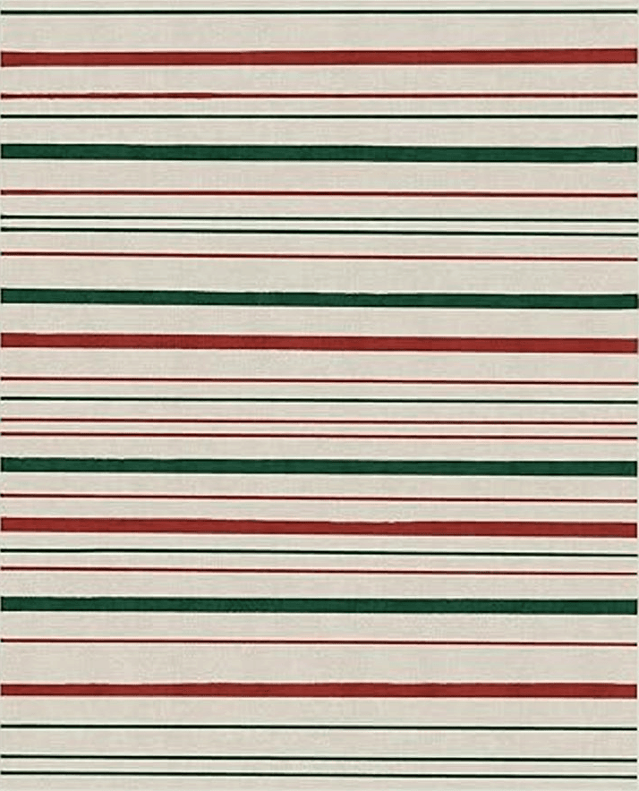 RUGGABLE Washable 8x10 Large Area Rug, Hudson Stripe Red & Green, Premium Christmas Rugs for Living Room, Bedroom, Kitchen, Office, Classroom with Gripper Non Slip Pad, Hudson Stripe Red & Green