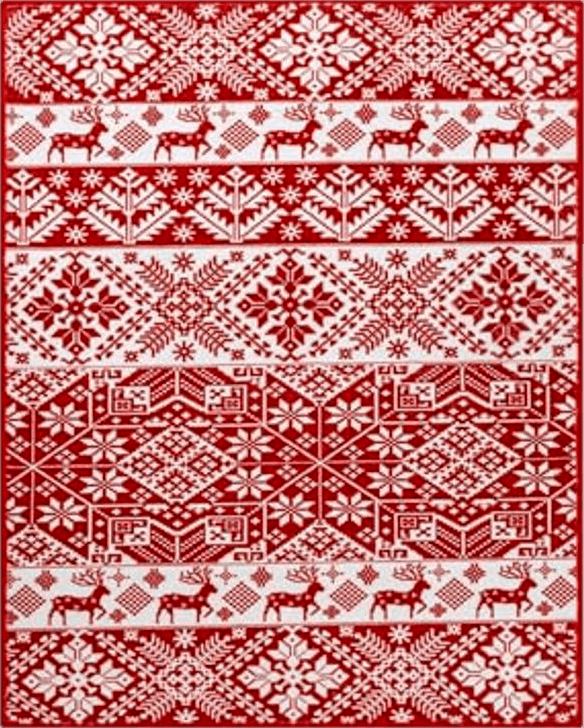 HUGEAR Christmas Vintage Large Area Rug 8x10 Living Room Rug Machine Washable Rugs Low Pile Carpet Indoor Door Mat Red/White Non-Slip Retro Carpet for Bedroom Kitchen Dining Bathroom