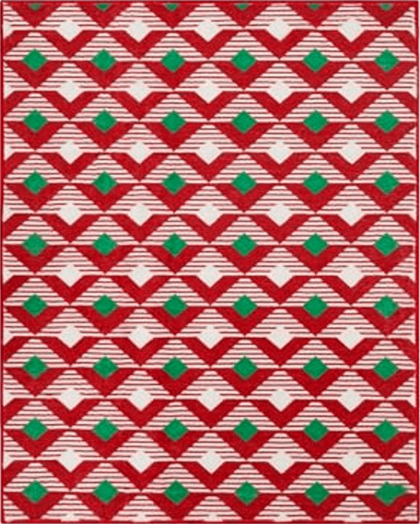 HUGEAR Christmas Rug 8x10 Large Area Rugs Machine Washable Rug Red/Green Indoor Rug Low Pile Carpet Non-Slip Geometric Rug for Bedroom Kitchen Living Room Dining