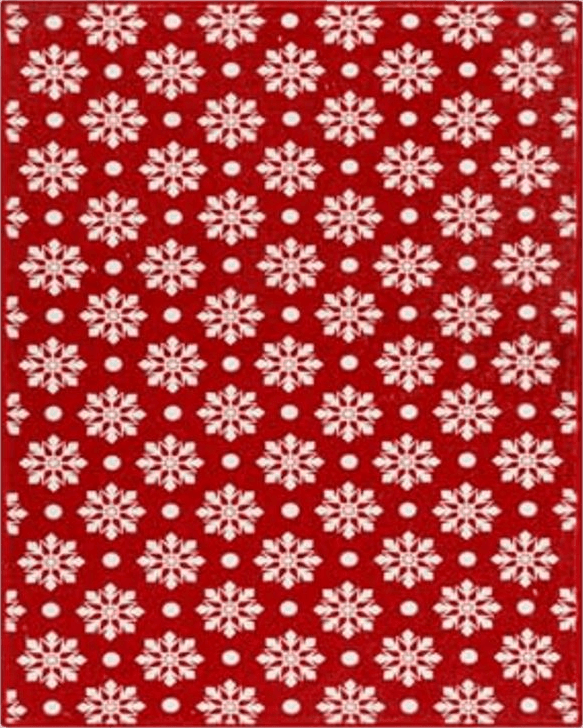 HUGEAR Christmas Large Area Rug 8x10 Living Room Rug Machine Washable Rugs Low Pile Carpet Indoor Door Mat Red/White Non-Slip Snowflake Rug for Bedroom Kitchen Dining Bathroom