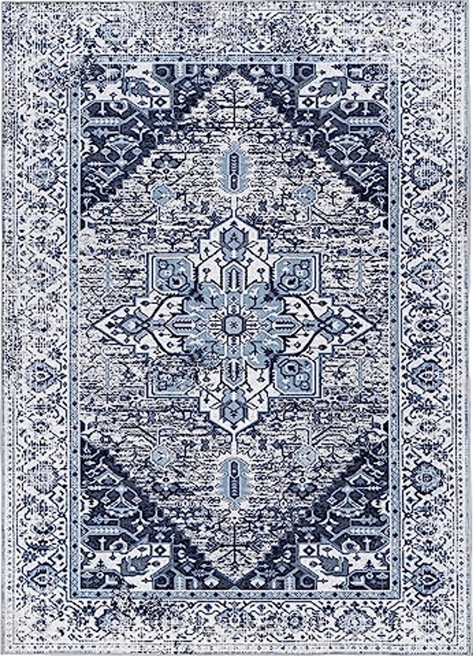 Syalife 8x10 Area Rugs - Washable, Low Pile, Non-Slip for Living Room, Bedroom, Entryway, and Kitchen - Non-Shedding Indoor Rug Print Mat Carpet, Blue