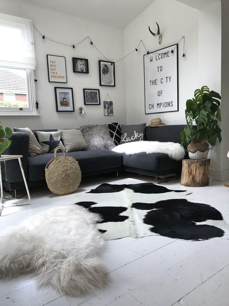 Black and white cowhide rug