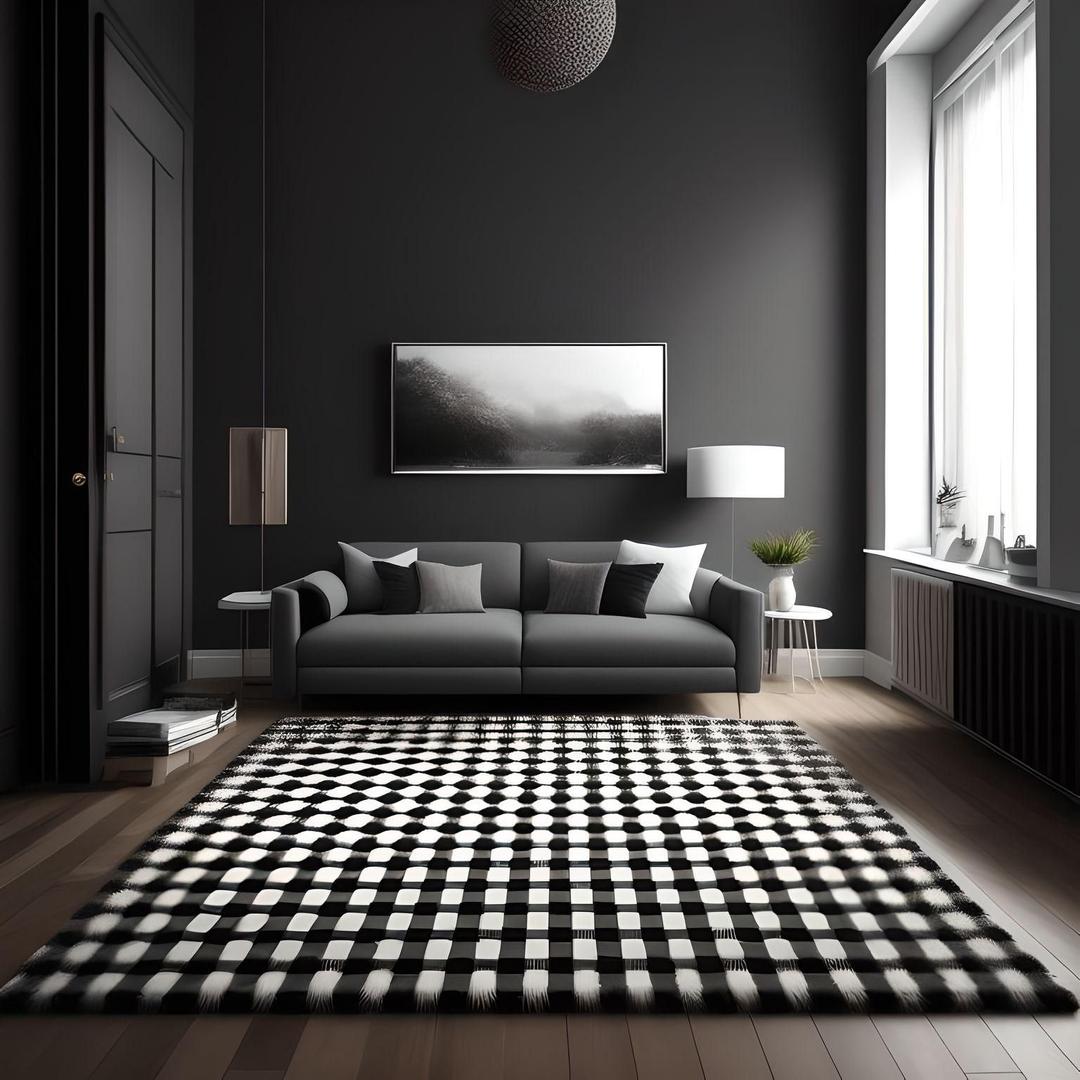 Black and White Checkered Rug See In Your Room