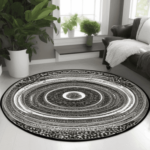 Black and White Round Area Rug