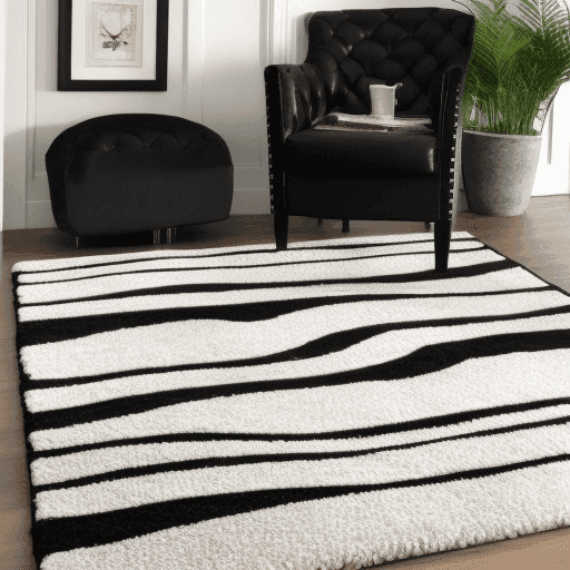 Black and white area rug 8x10