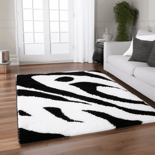 Black and white area rugs 8x10