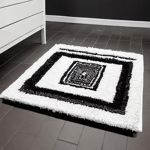 Black and white bathroom rug