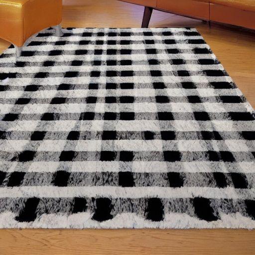 Black and white checkered rug