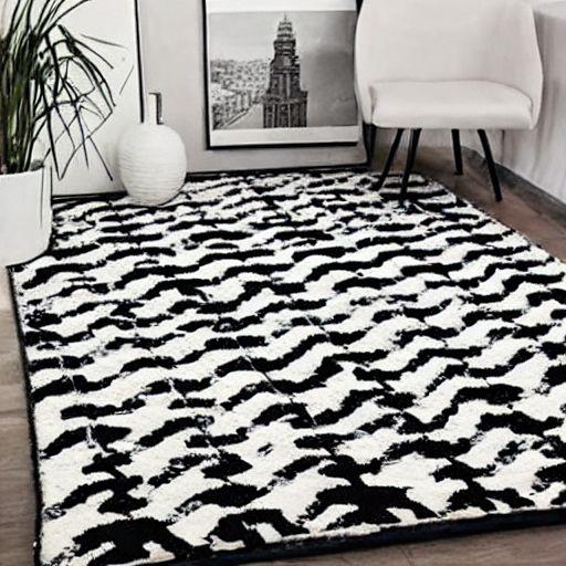Black and white geometric rug