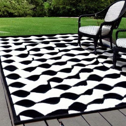 Black and white outdoor rug