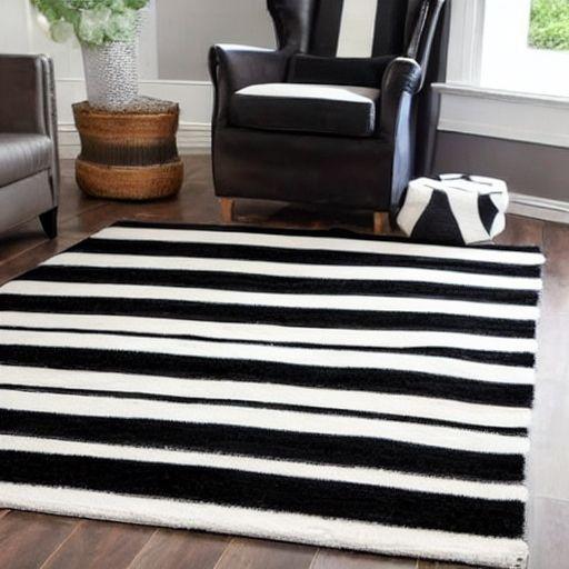 Black and white striped rug