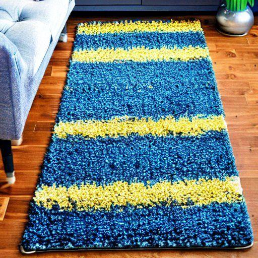 Blue and yellow rug