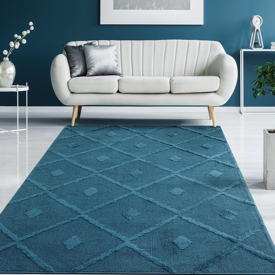 Blue geometric rug