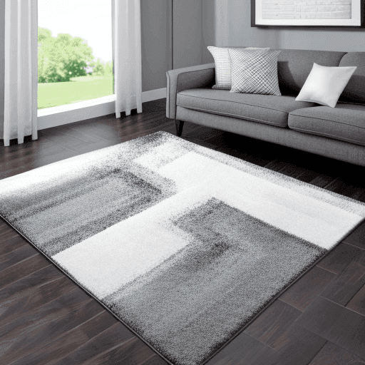 Grey and white area rug