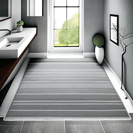 Grey and white bathroom rug