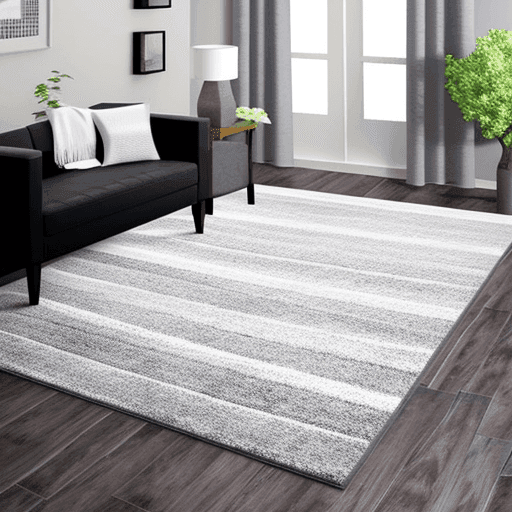Grey and white living room rug