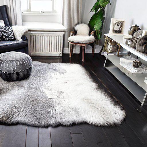 Grey cowhide area rug