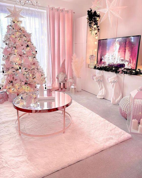 Pink Christmas rug