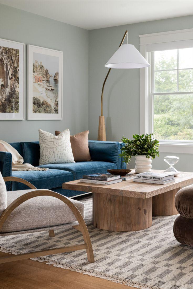 Blue couch grey clearance rug
