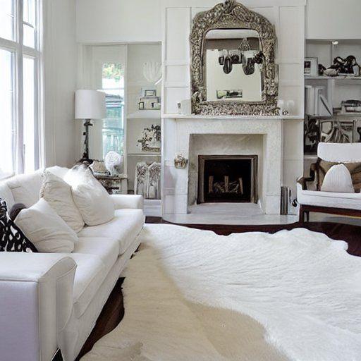 White cowhide area rug