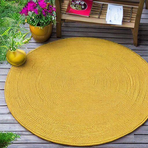 Yellow Round Outdoor Area Rug