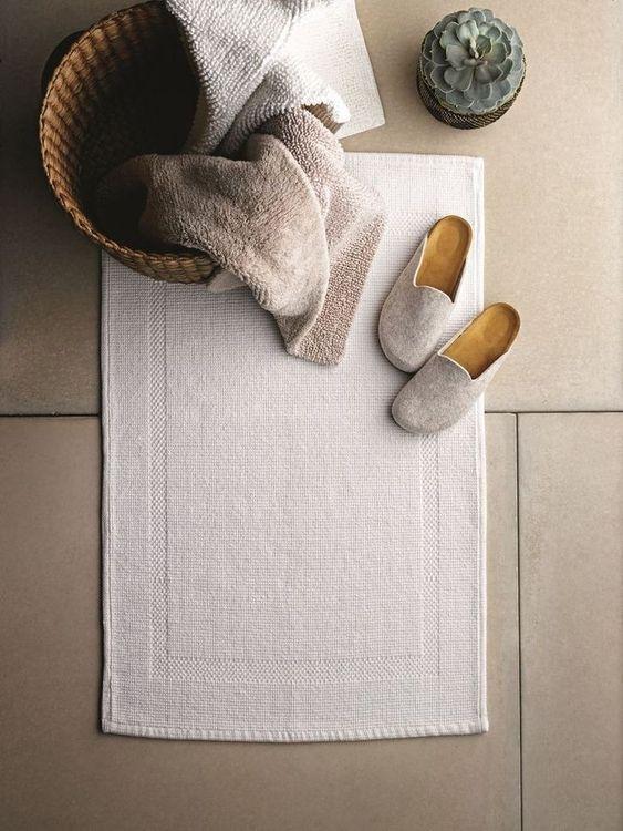 White fluffy bathroom rug