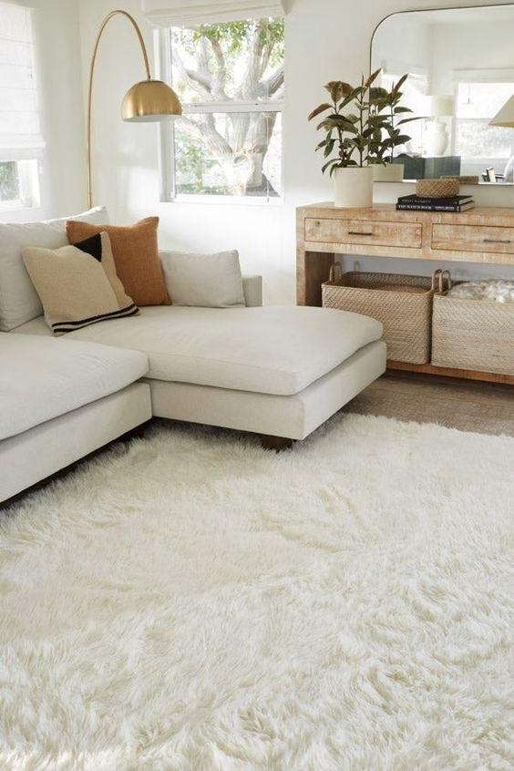 White fluffy area rug