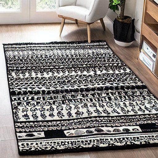black and white bohemian area rug