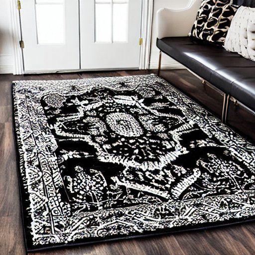 black and white bohemian rug