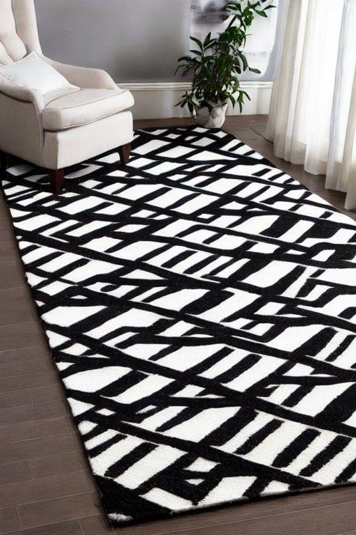 Black and White Geometric Rug