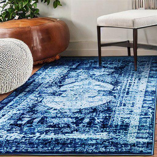 blue bohemian area rug