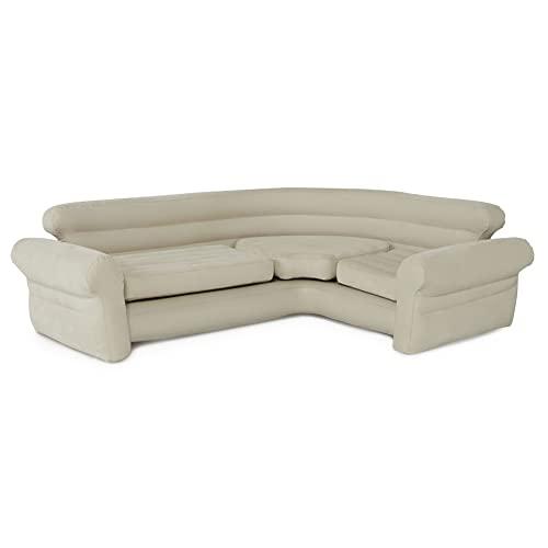 Intex 68575EP Inflatable Corner Sofa: L-Shaped – Indoor Use – 2-in-1 Valve – 880lb Weight Capacity – 101” x 80” x 30”