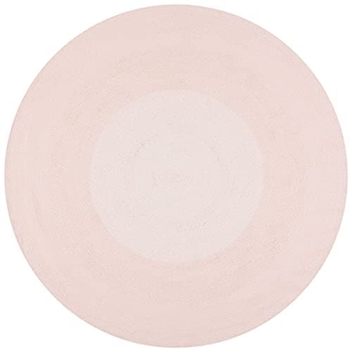 SAFAVIEH Cape Cod Collection 7' Round Pink CAP242U Handmade Braided Cotton Area Rug