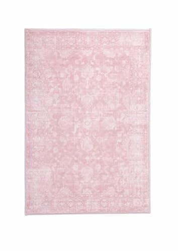 Pink FROZZUR Boho Pink Area Rug 8x10 Large Vintage Rug for Living Room Bedroom Dining Table, Non Slip Distressed Washable Rugs for Home Office Decor Pink