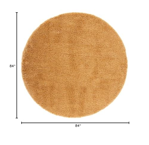 Safavieh Hudson Shag Collection Area Rug - 7' Round, Gold, Modern Solid Design, Non-Shedding & Easy Care, 2-inch Thick Ideal for High Traffic Areas in Living Room, Bedroom (SGH220D)