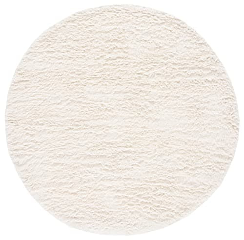 SAFAVIEH Flokati Shag Collection 6' Round Ivory FLK150A Handmade Premium Wool 1.5-inch Thick Area Rug