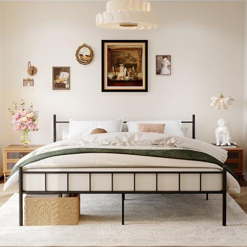 DIIYIV Classic Metal Platform Bed Frame,14 Inch Full Size Bed Frame,Storage Space Under Bed Frames, Heavy Duty Steel Slat Support, No Box Spring Needed, Easy Assembly